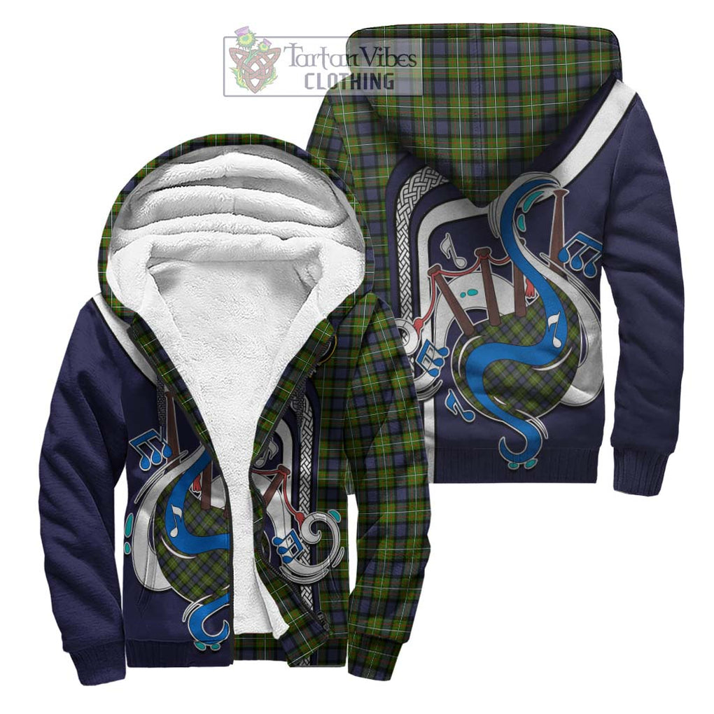 Ferguson Modern Tartan Sherpa Hoodie with Epic Bagpipe Style Unisex S - Tartanvibesclothing Shop