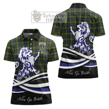 Ferguson Modern Tartan Women's Polo Shirt with Alba Gu Brath Regal Lion Emblem