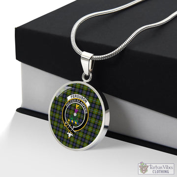 Ferguson Modern Tartan Circle Necklace with Family Crest