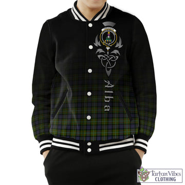 Ferguson Modern Tartan Baseball Jacket Featuring Alba Gu Brath Family Crest Celtic Inspired