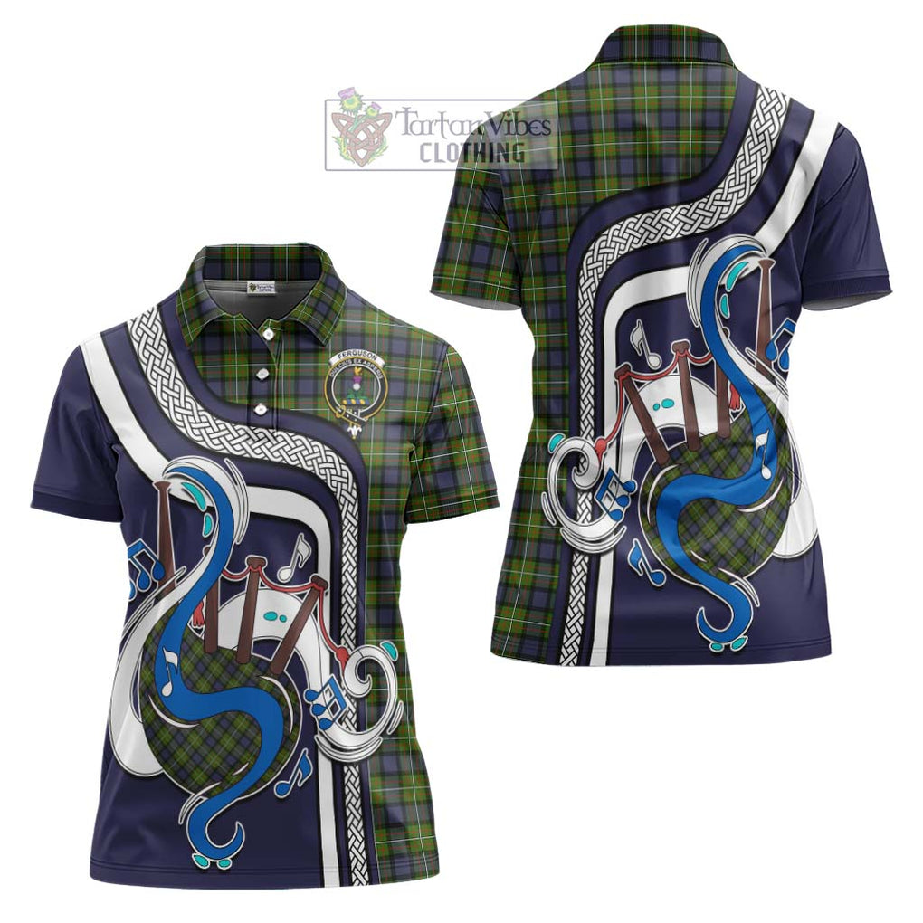 Ferguson Modern Tartan Women's Polo Shirt with Epic Bagpipe Style Women - Tartanvibesclothing Shop