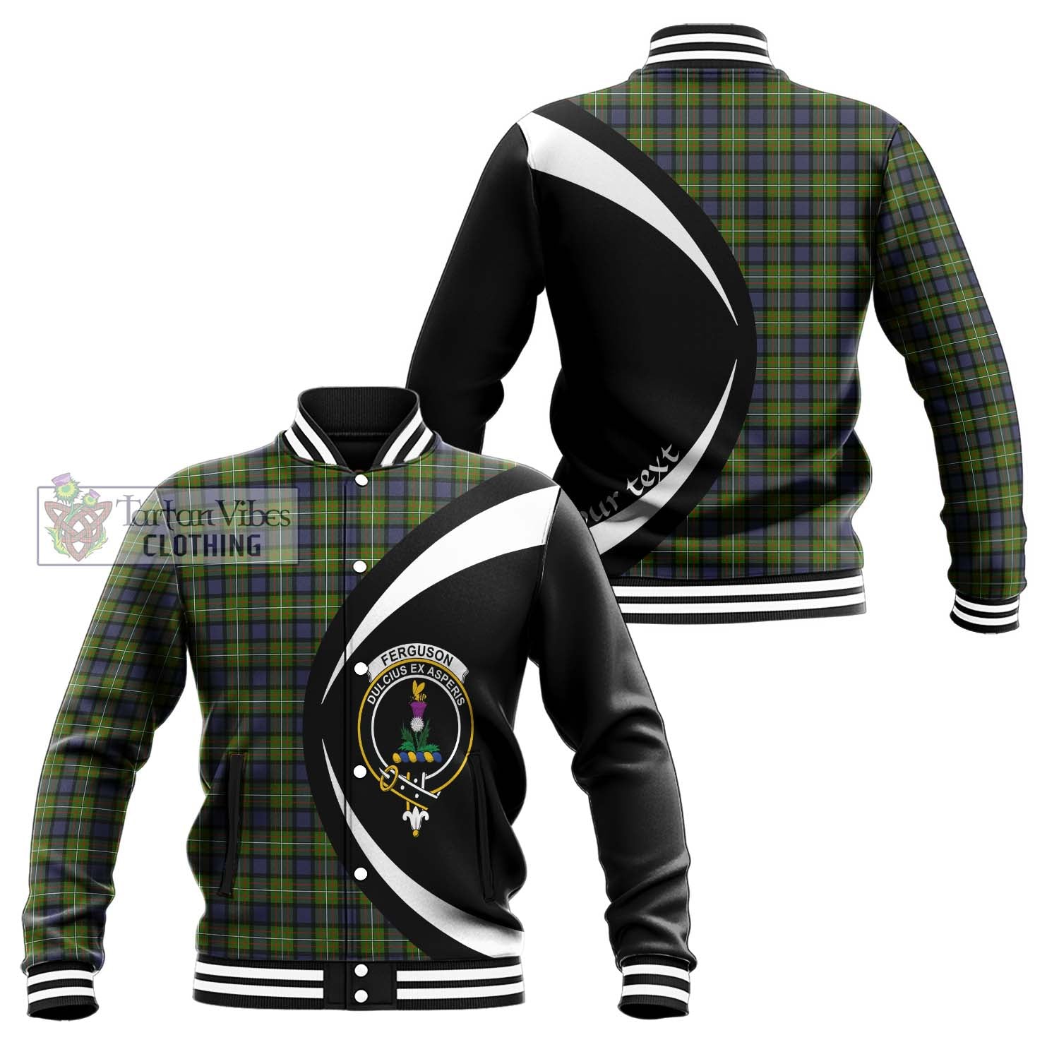 Ferguson Modern Tartan Baseball Jacket with Family Crest Circle Style Unisex - Tartan Vibes Clothing