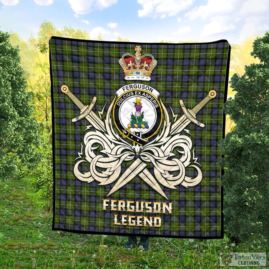 Tartan Vibes Clothing Ferguson Modern Tartan Quilt with Clan Crest and the Golden Sword of Courageous Legacy