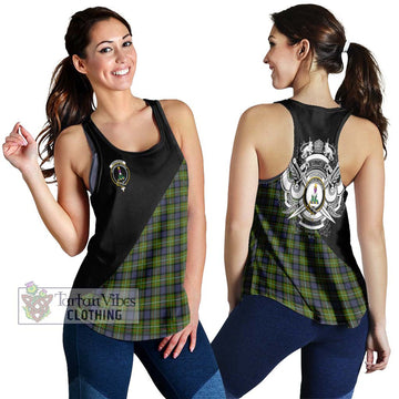 Ferguson Modern Tartan Women's Racerback Tanks with Family Crest and Military Logo Style