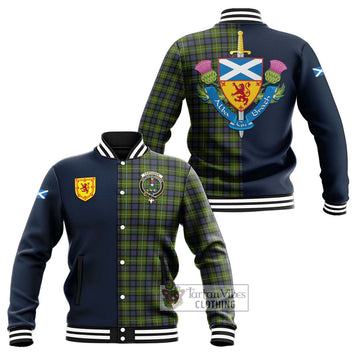 Ferguson Modern Tartan Baseball Jacket Alba with Scottish Lion Royal Arm Half Style