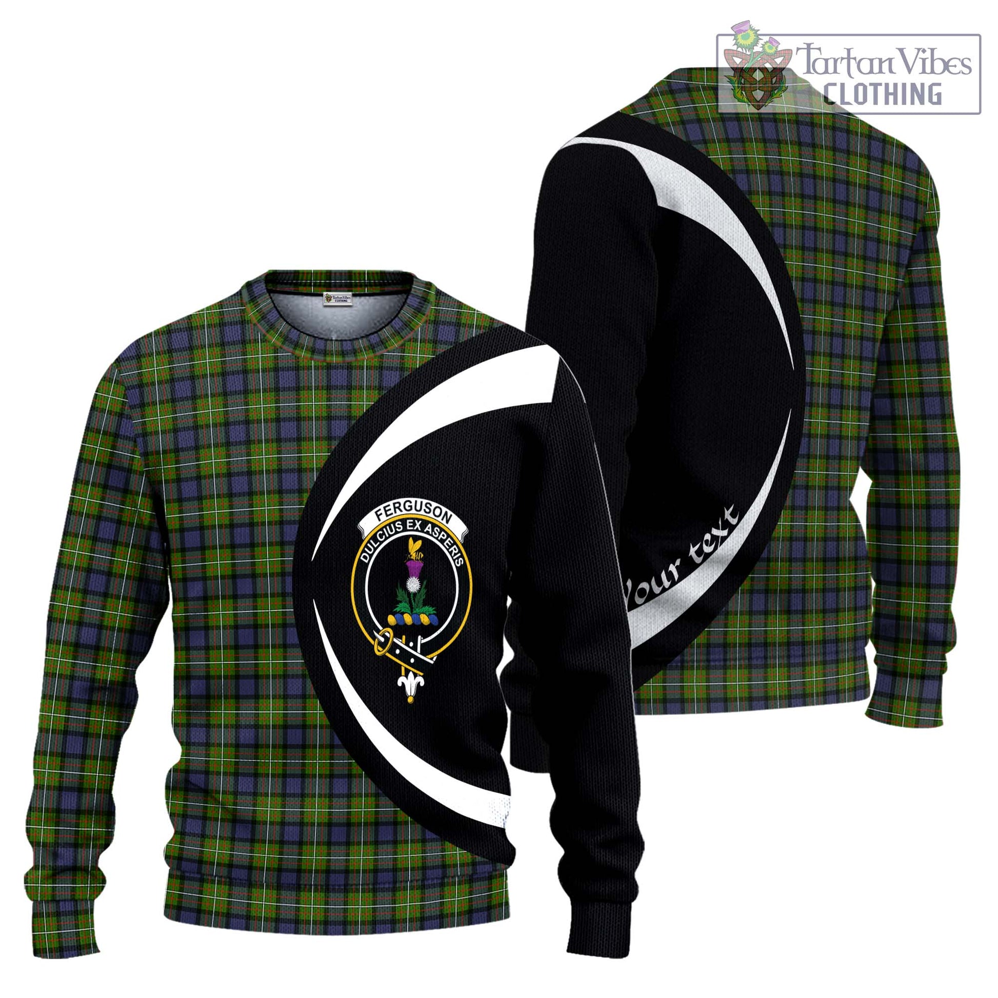 Ferguson Modern Tartan Ugly Sweater with Family Crest Circle Style Unisex - Tartan Vibes Clothing