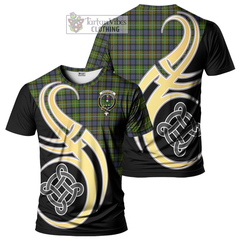 Tartan Vibes Clothing Ferguson Modern Tartan T-Shirt with Family Crest and Celtic Symbol Style