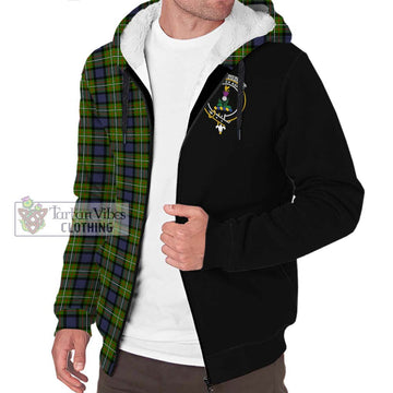 Ferguson Modern Tartan Sherpa Hoodie with Family Crest and Half Of Me Style