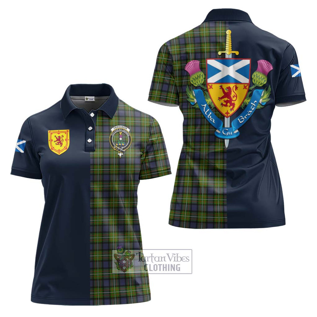 Tartan Vibes Clothing Ferguson Modern Tartan Women's Polo Shirt with Scottish Lion Royal Arm Half Style