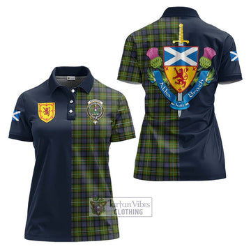 Ferguson Modern Tartan Women's Polo Shirt Alba with Scottish Lion Royal Arm Half Style