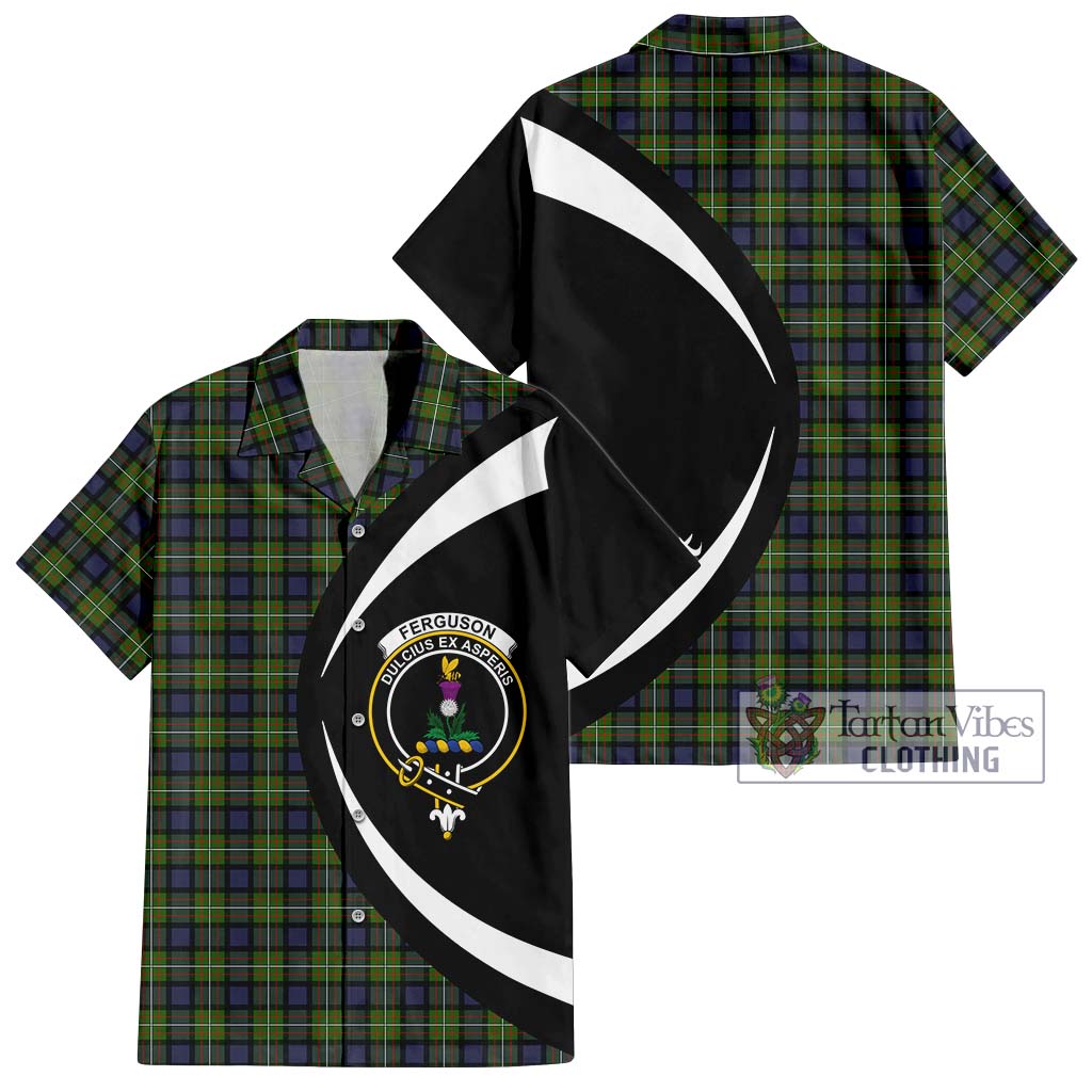 Ferguson Modern Tartan Short Sleeve Button Up with Family Crest Circle Style Kid - Tartan Vibes Clothing