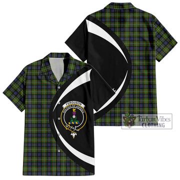 Ferguson Modern Tartan Short Sleeve Button Up with Family Crest Circle Style