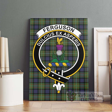 Ferguson Modern Tartan Canvas Print Wall Art with Family Crest