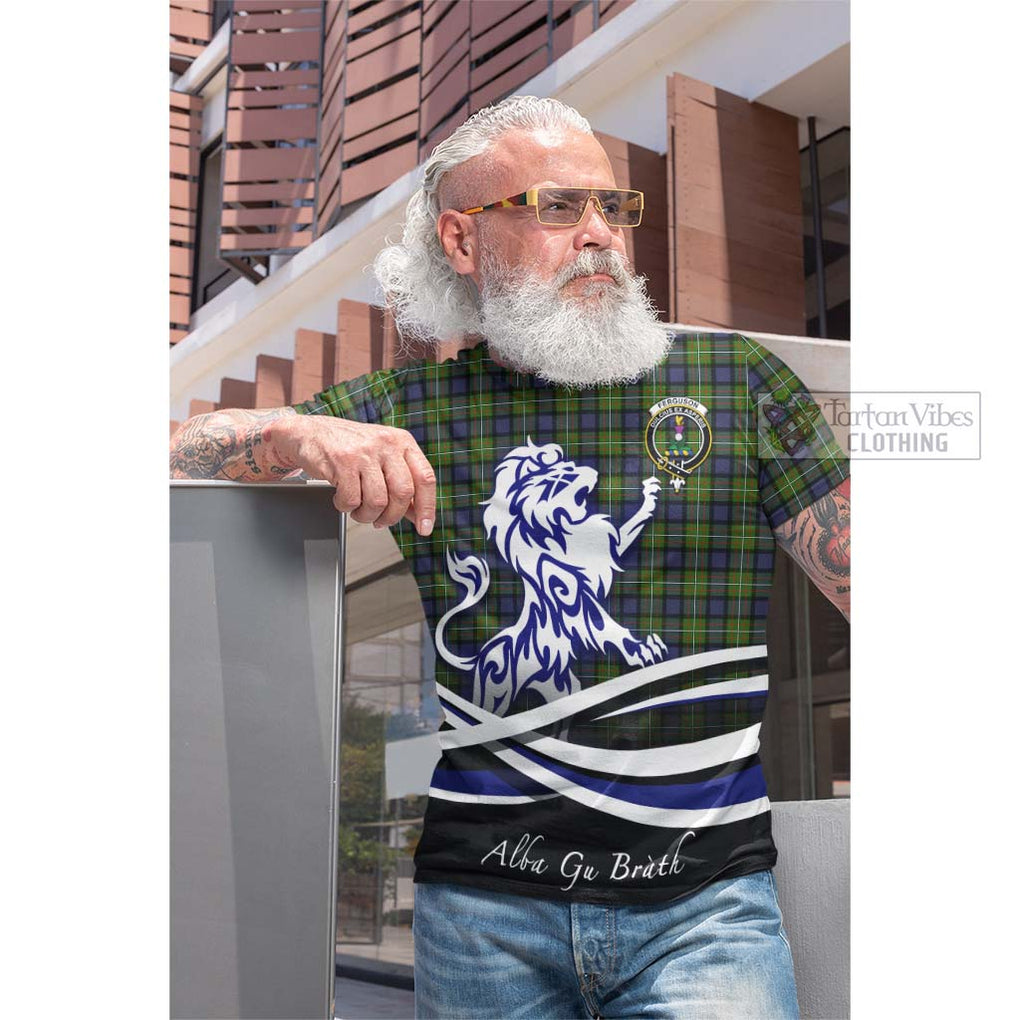 Tartan Vibes Clothing Ferguson Modern Tartan Cotton T-shirt with Alba Gu Brath Regal Lion Emblem