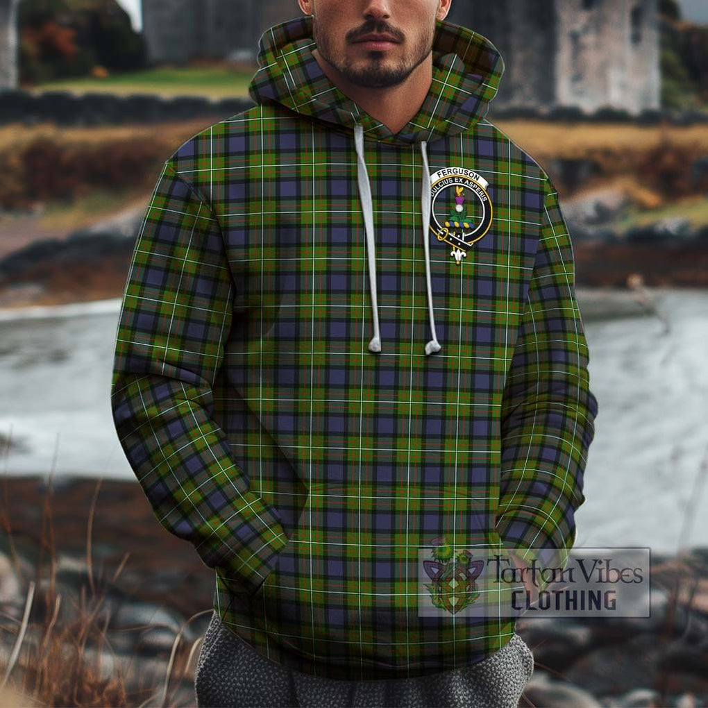 Ferguson Modern Tartan Cotton Hoodie with Family Crest Pullover Hoodie XS - Tartan Vibes Clothing