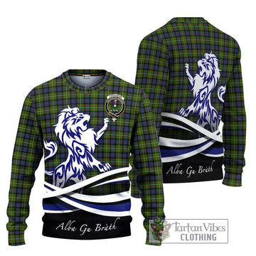 Ferguson Modern Tartan Ugly Sweater with Alba Gu Brath Regal Lion Emblem