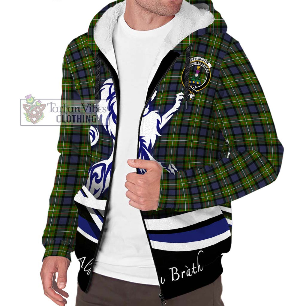 Ferguson Modern Tartan Sherpa Hoodie with Alba Gu Brath Regal Lion Emblem Unisex S - Tartanvibesclothing Shop