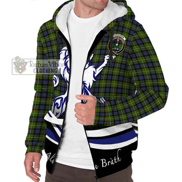 Ferguson Modern Tartan Sherpa Hoodie with Alba Gu Brath Regal Lion Emblem