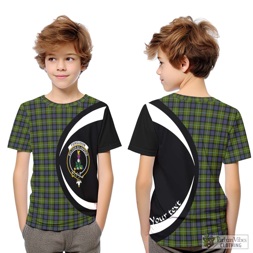 Ferguson Modern Tartan Kid T-Shirt with Family Crest Circle Style Youth XL Size14 - Tartan Vibes Clothing