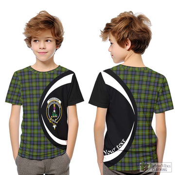 Ferguson Modern Tartan Kid T-Shirt with Family Crest Circle Style