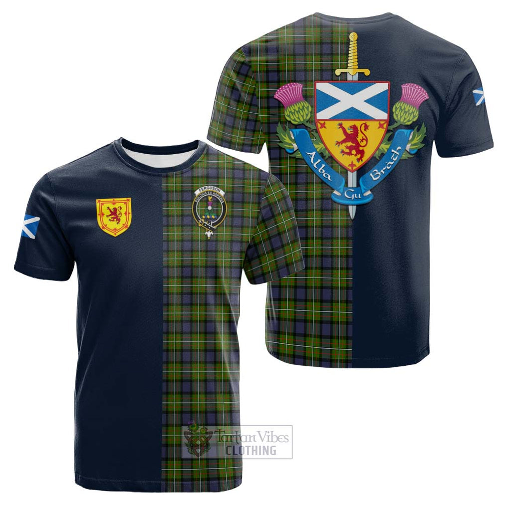 Tartan Vibes Clothing Ferguson Modern Tartan Cotton T-shirt with Scottish Lion Royal Arm Half Style