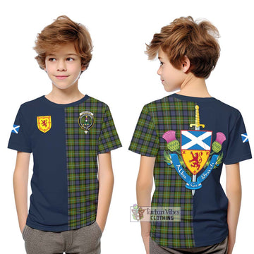 Ferguson Modern Tartan Kid T-Shirt Alba with Scottish Lion Royal Arm Half Style