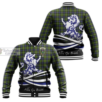 Ferguson Modern Tartan Baseball Jacket with Alba Gu Brath Regal Lion Emblem