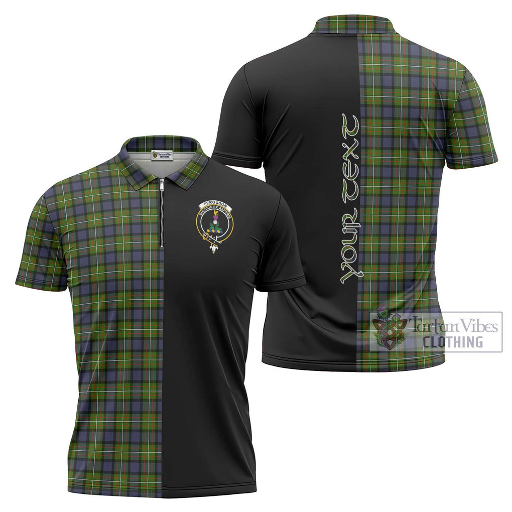 Ferguson Modern Tartan Zipper Polo Shirt with Family Crest and Half Of Me Style Unisex - Tartanvibesclothing Shop