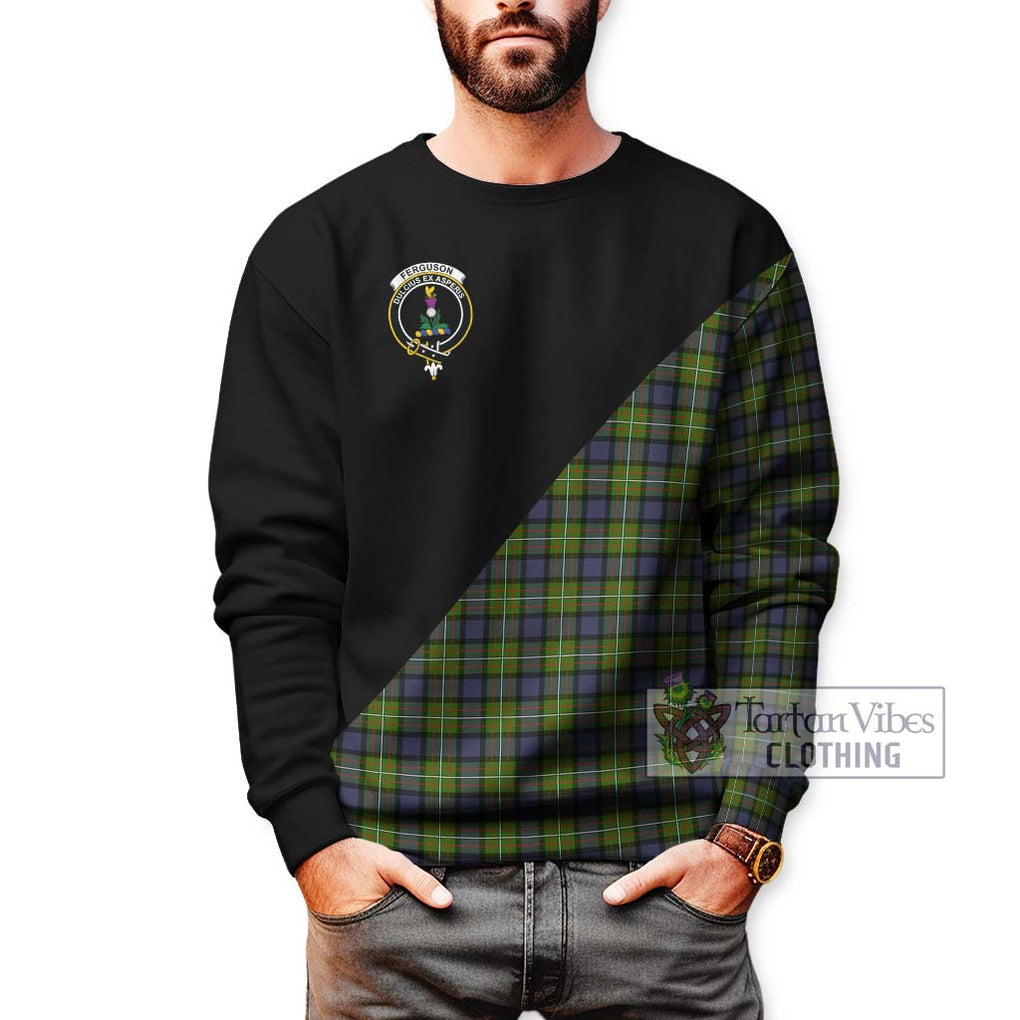 Ferguson Modern Tartan Sweatshirt with Family Crest and Military Logo Style Unisex - Tartanvibesclothing Shop