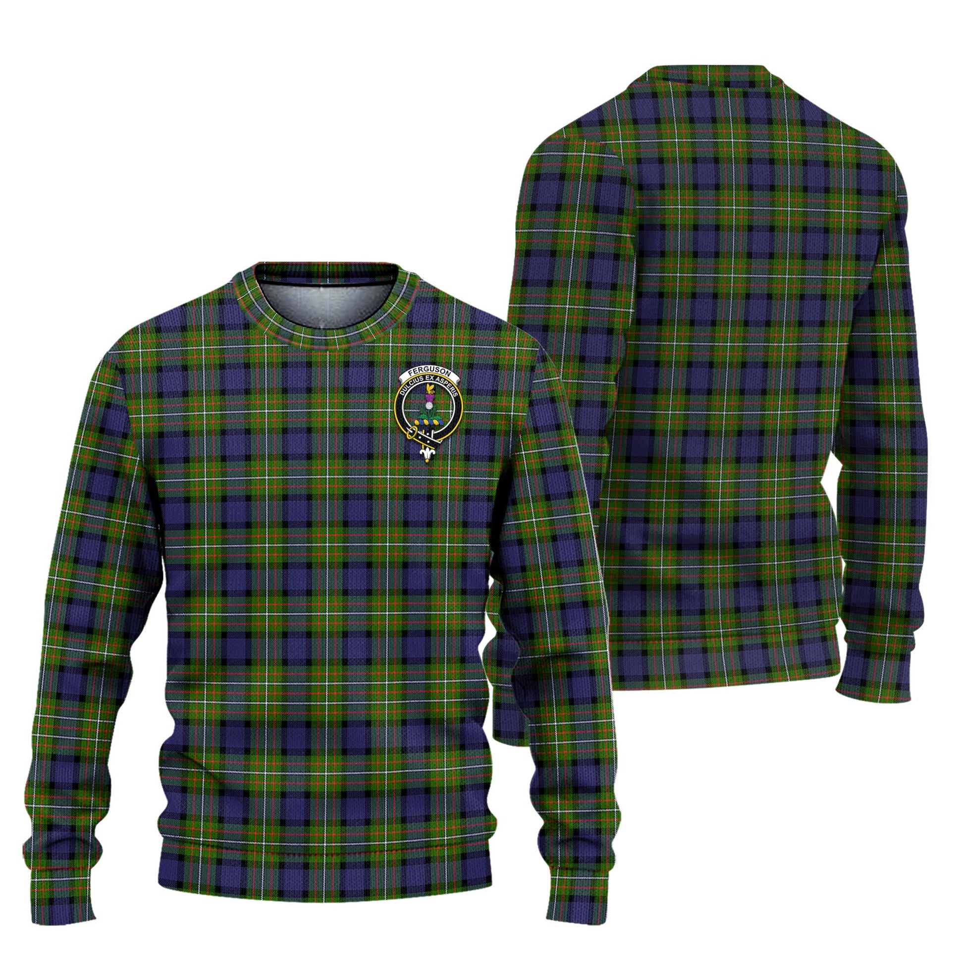 Ferguson Modern Tartan Knitted Sweater with Family Crest Unisex - Tartanvibesclothing