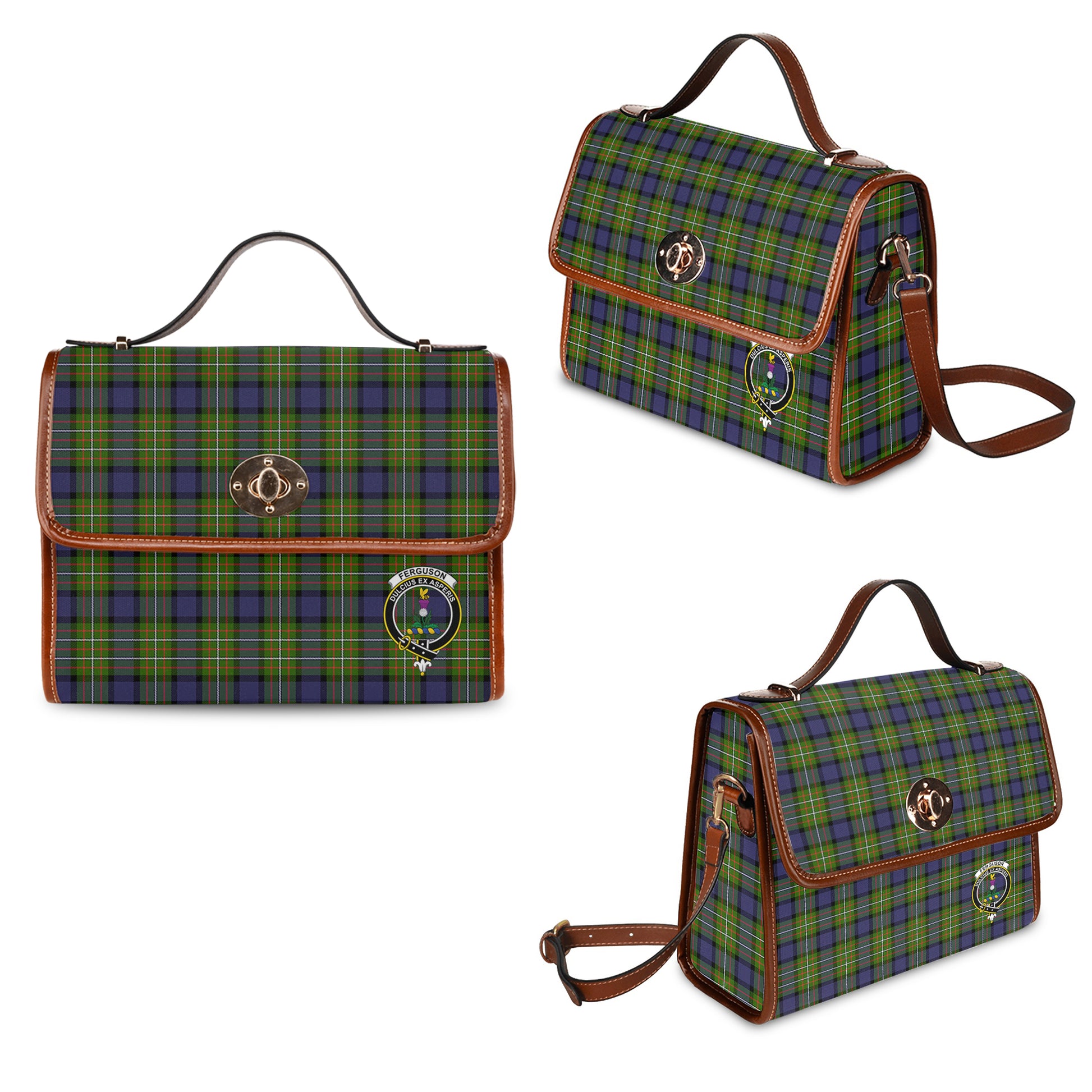 ferguson-modern-tartan-leather-strap-waterproof-canvas-bag-with-family-crest