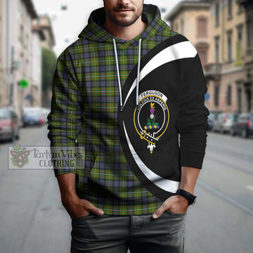 Ferguson Modern Tartan Hoodie with Family Crest Circle Style