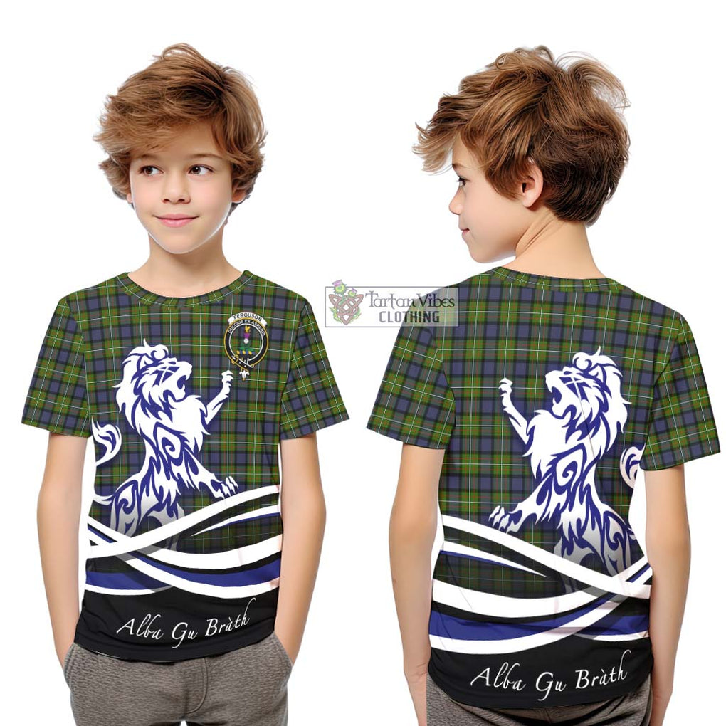 Ferguson Modern Tartan Kid T-Shirt with Alba Gu Brath Regal Lion Emblem Youth XL Size14 - Tartanvibesclothing Shop