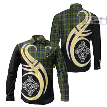 Ferguson Modern Tartan Long Sleeve Button Shirt with Family Crest and Celtic Symbol Style