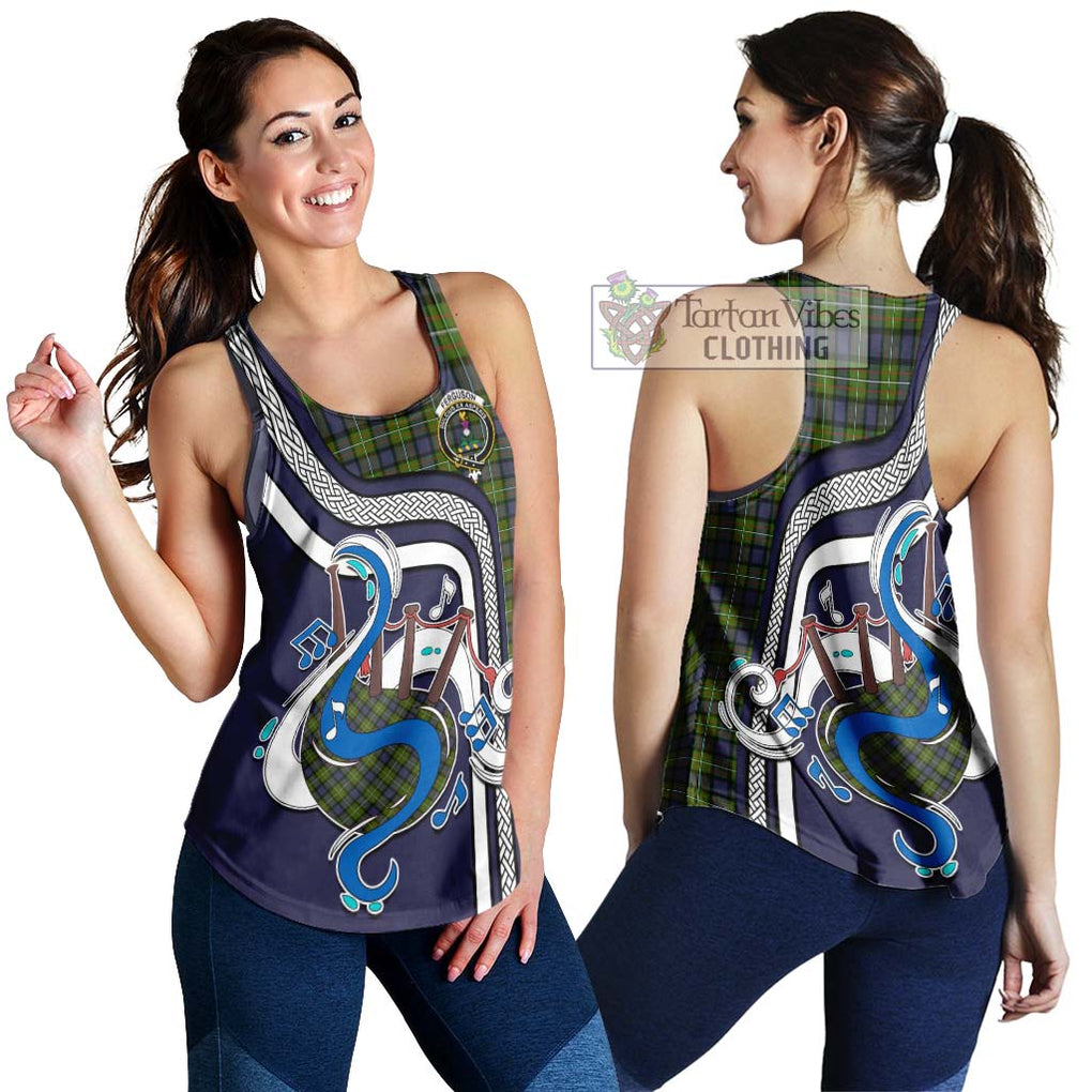 Ferguson Modern Tartan Women's Racerback Tanks with Epic Bagpipe Style 4XL - Tartanvibesclothing Shop