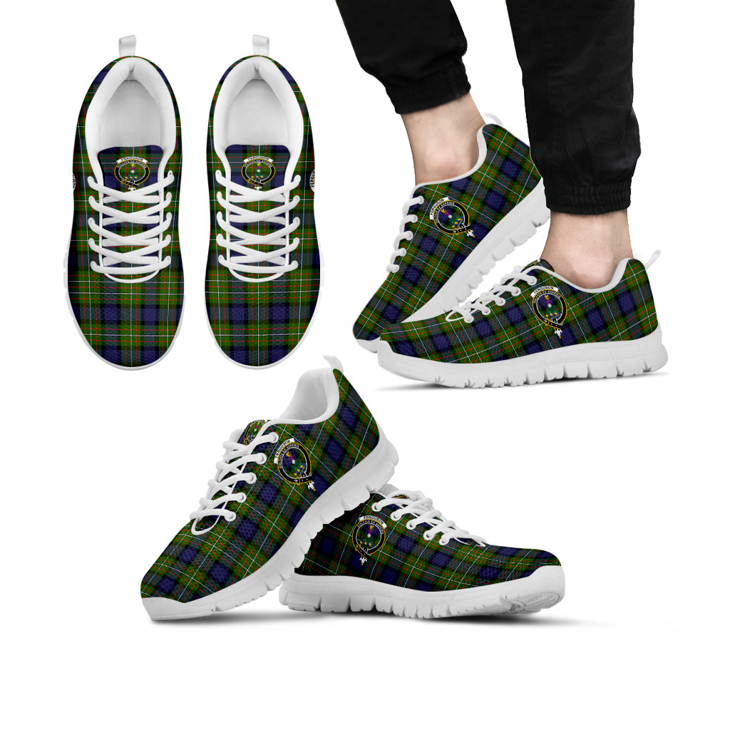 Ferguson Modern Tartan Sneakers with Family Crest Kid's Sneakers - Tartan Vibes Clothing