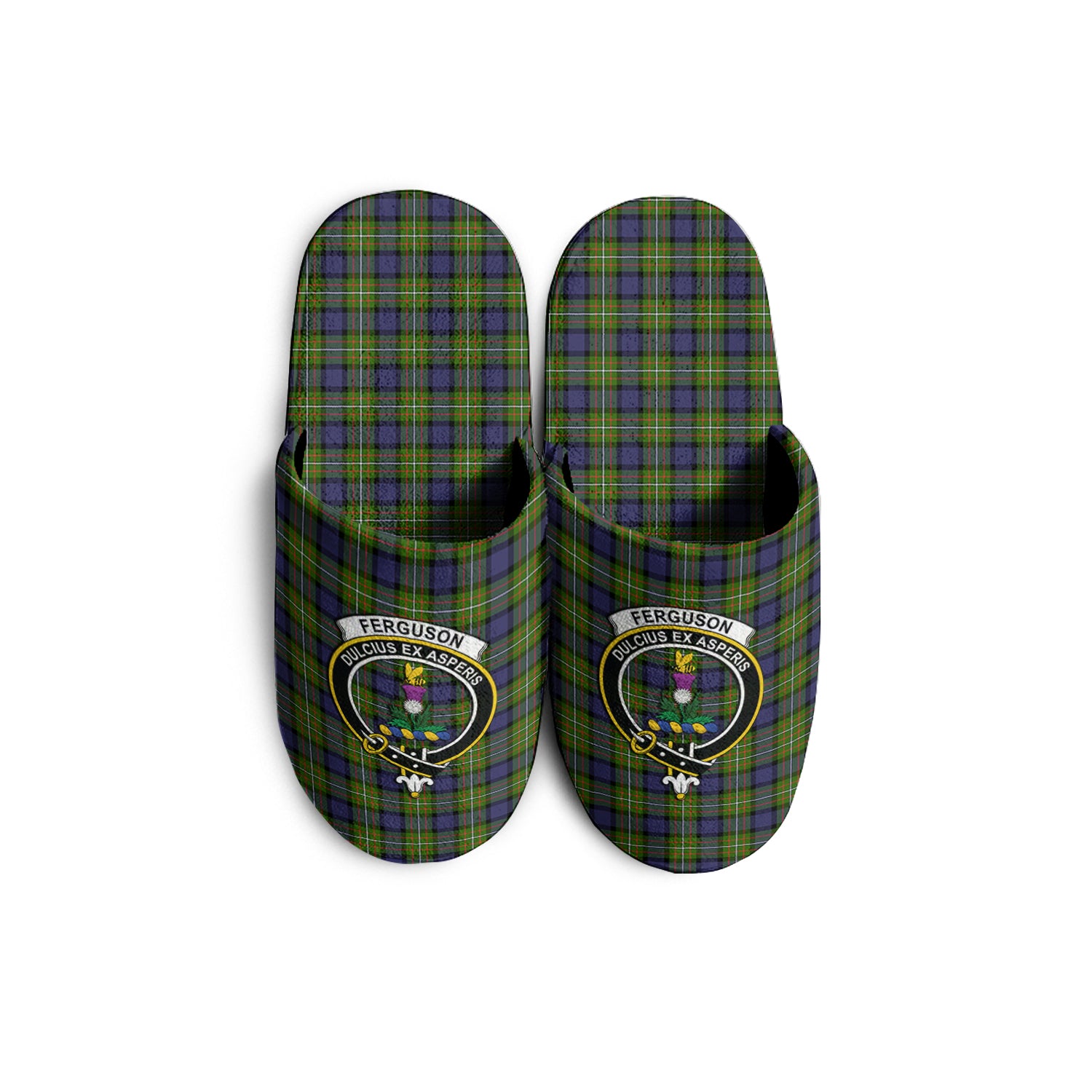 Ferguson Modern Tartan Home Slippers with Family Crest - Tartanvibesclothing