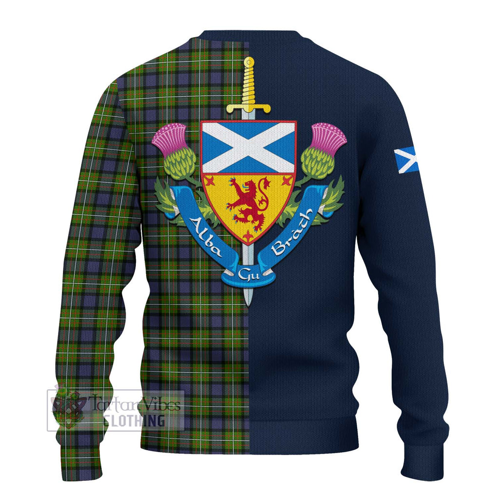 Tartan Vibes Clothing Ferguson Modern Tartan Knitted Sweater with Scottish Lion Royal Arm Half Style