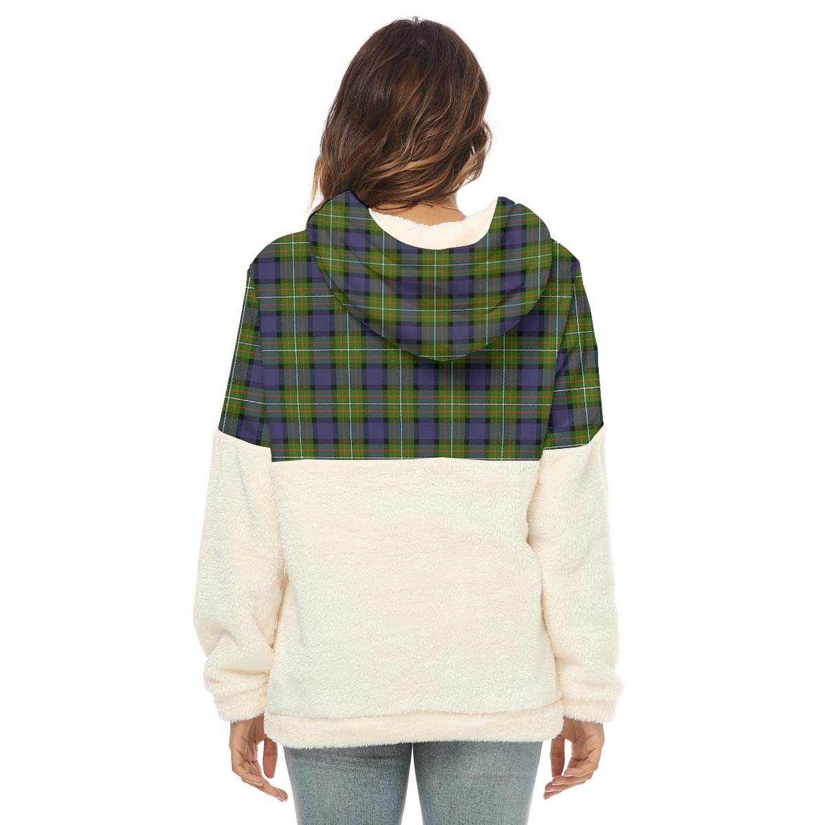 Ferguson Modern Tartan Women's Borg Fleece Hoodie With Half Zip - Tartanvibesclothing