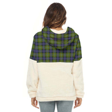 Ferguson Modern Tartan Women's Borg Fleece Hoodie With Half Zip