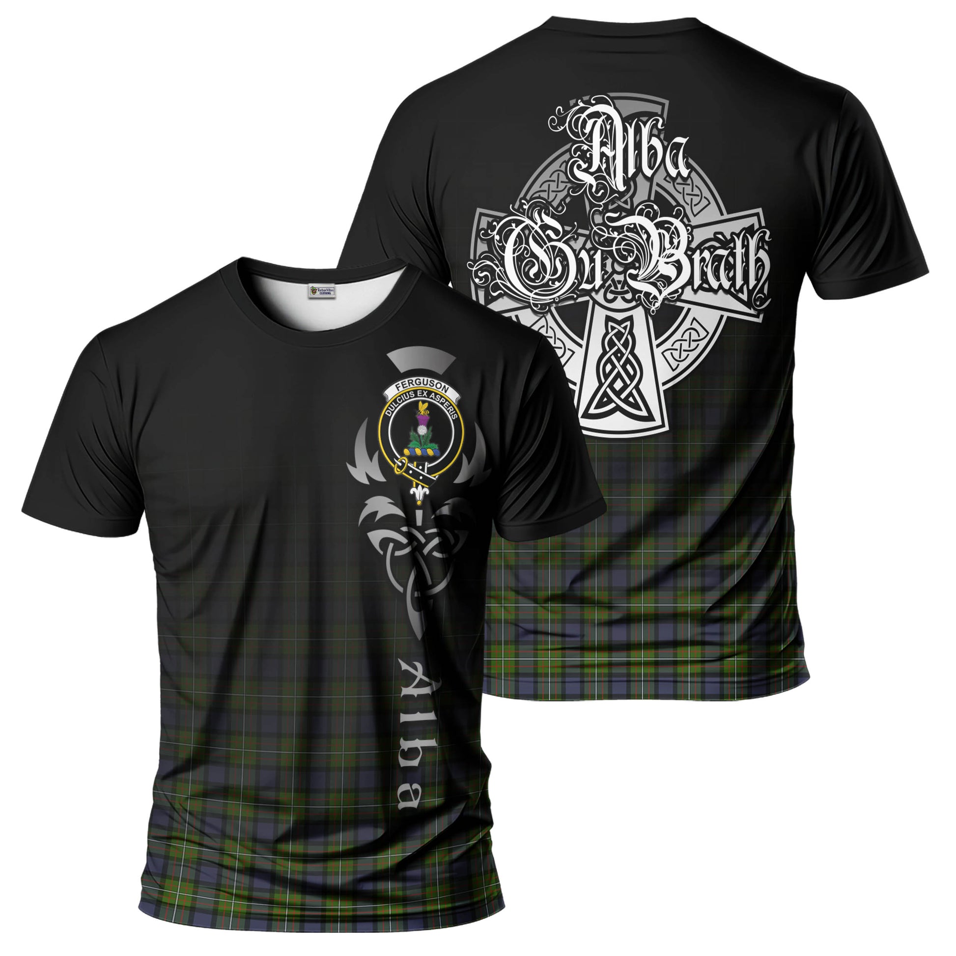 Tartan Vibes Clothing Ferguson Modern Tartan T-Shirt Featuring Alba Gu Brath Family Crest Celtic Inspired