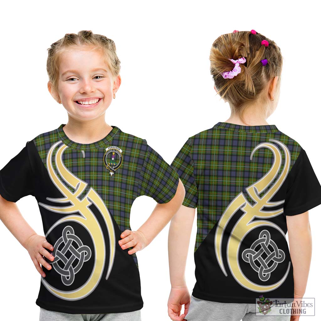 Ferguson Modern Tartan Kid T-Shirt with Family Crest and Celtic Symbol Style - Tartan Vibes Clothing