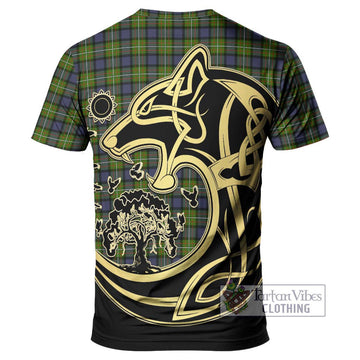 Ferguson Modern Tartan T-Shirt with Family Crest Celtic Wolf Style