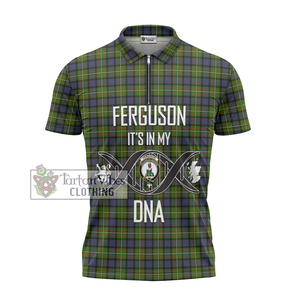 Ferguson Modern Tartan Zipper Polo Shirt with Family Crest DNA In Me Style - Tartanvibesclothing Shop