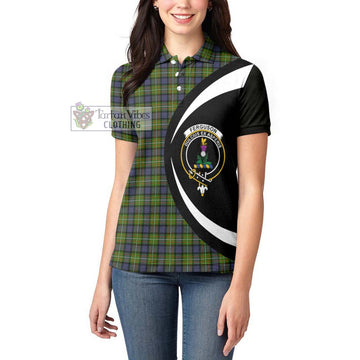 Ferguson Modern Tartan Women's Polo Shirt with Family Crest Circle Style