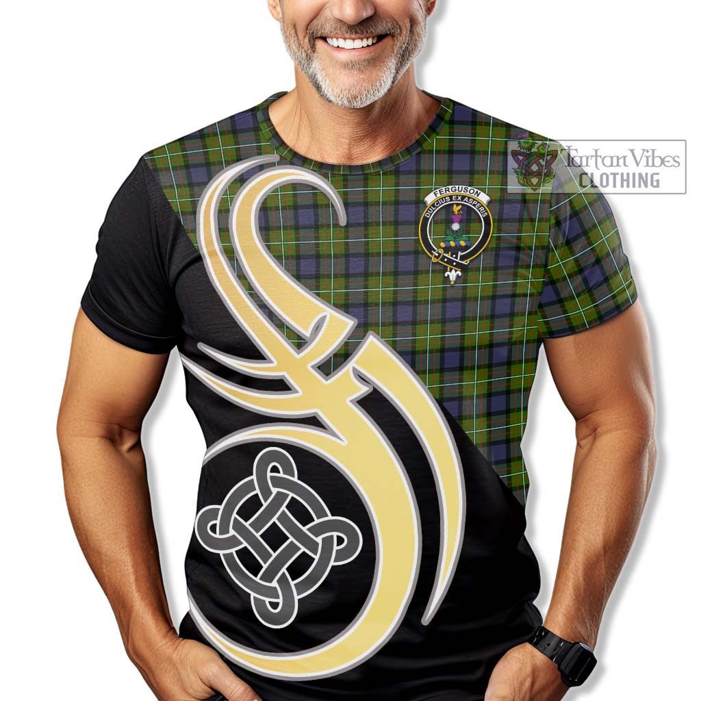 Tartan Vibes Clothing Ferguson Modern Tartan T-Shirt with Family Crest and Celtic Symbol Style