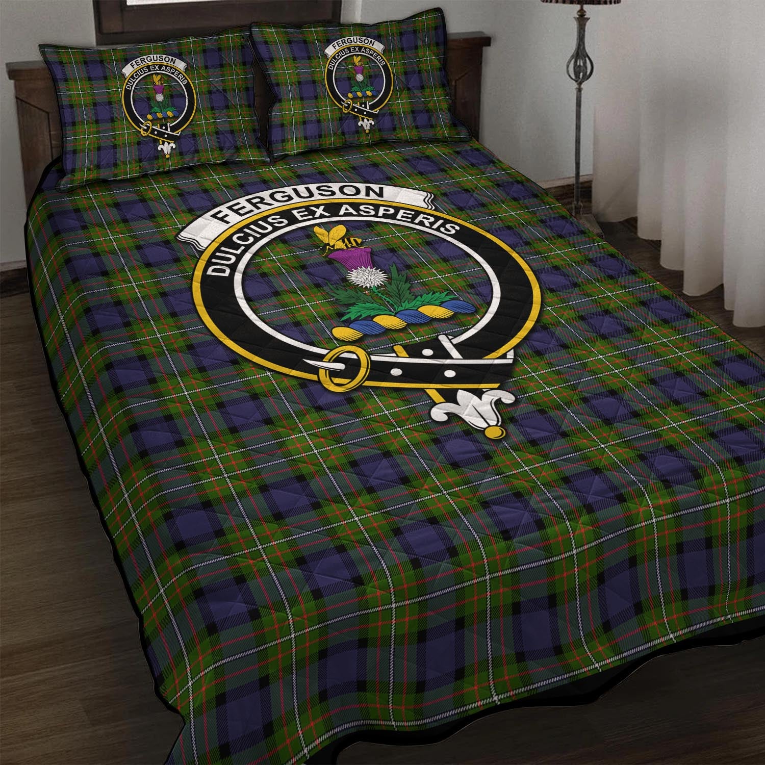 Ferguson Modern Tartan Quilt Bed Set with Family Crest - Tartan Vibes Clothing