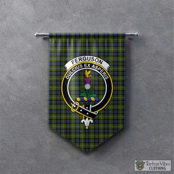 Ferguson Modern Tartan Gonfalon, Tartan Banner with Family Crest