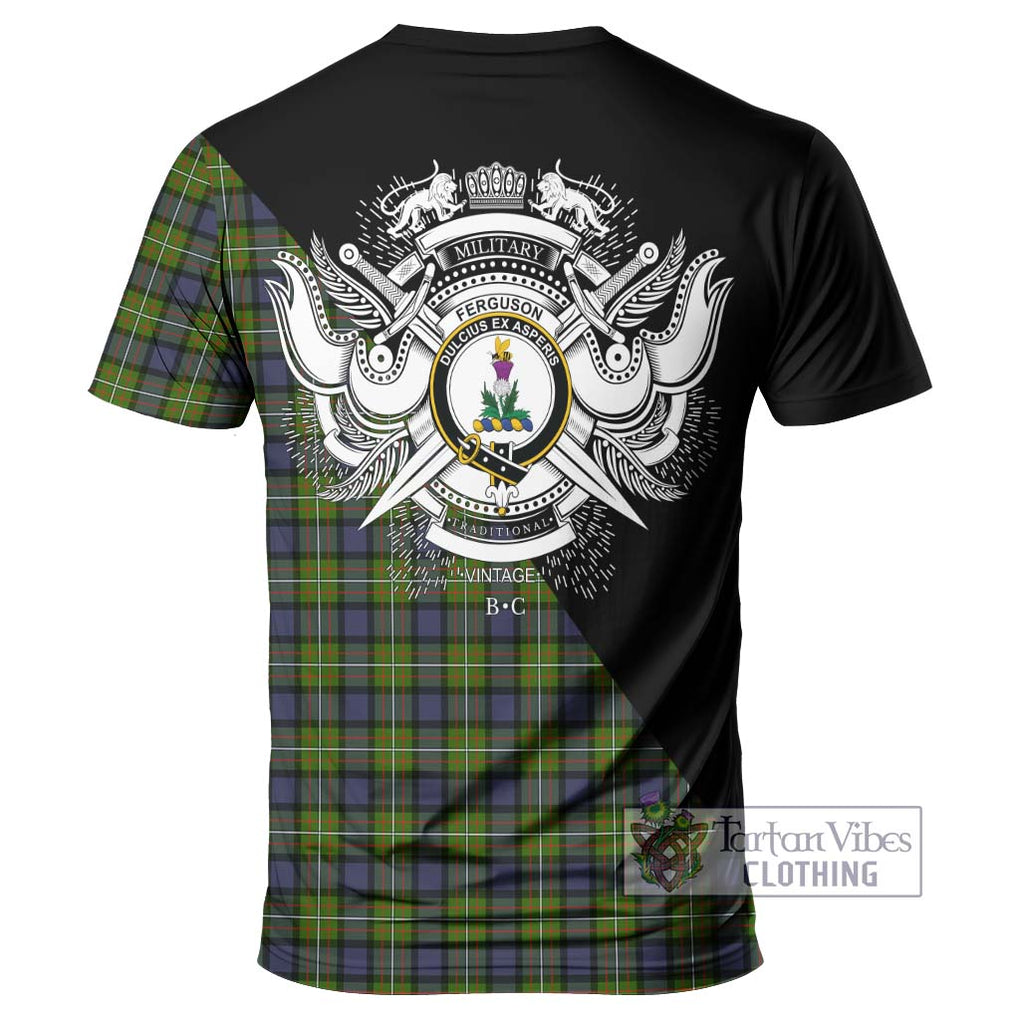 Ferguson Modern Tartan T-Shirt with Family Crest and Military Logo Style - Tartanvibesclothing Shop