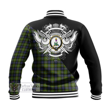 Ferguson Modern Tartan Baseball Jacket with Family Crest and Military Logo Style